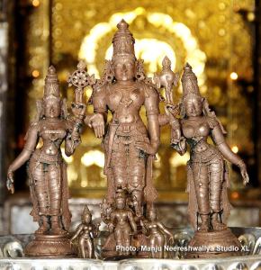 Panchaloha Idol of Lord Veera Venkatesh accompanied by consorts ShreeDevi and BhooDevi